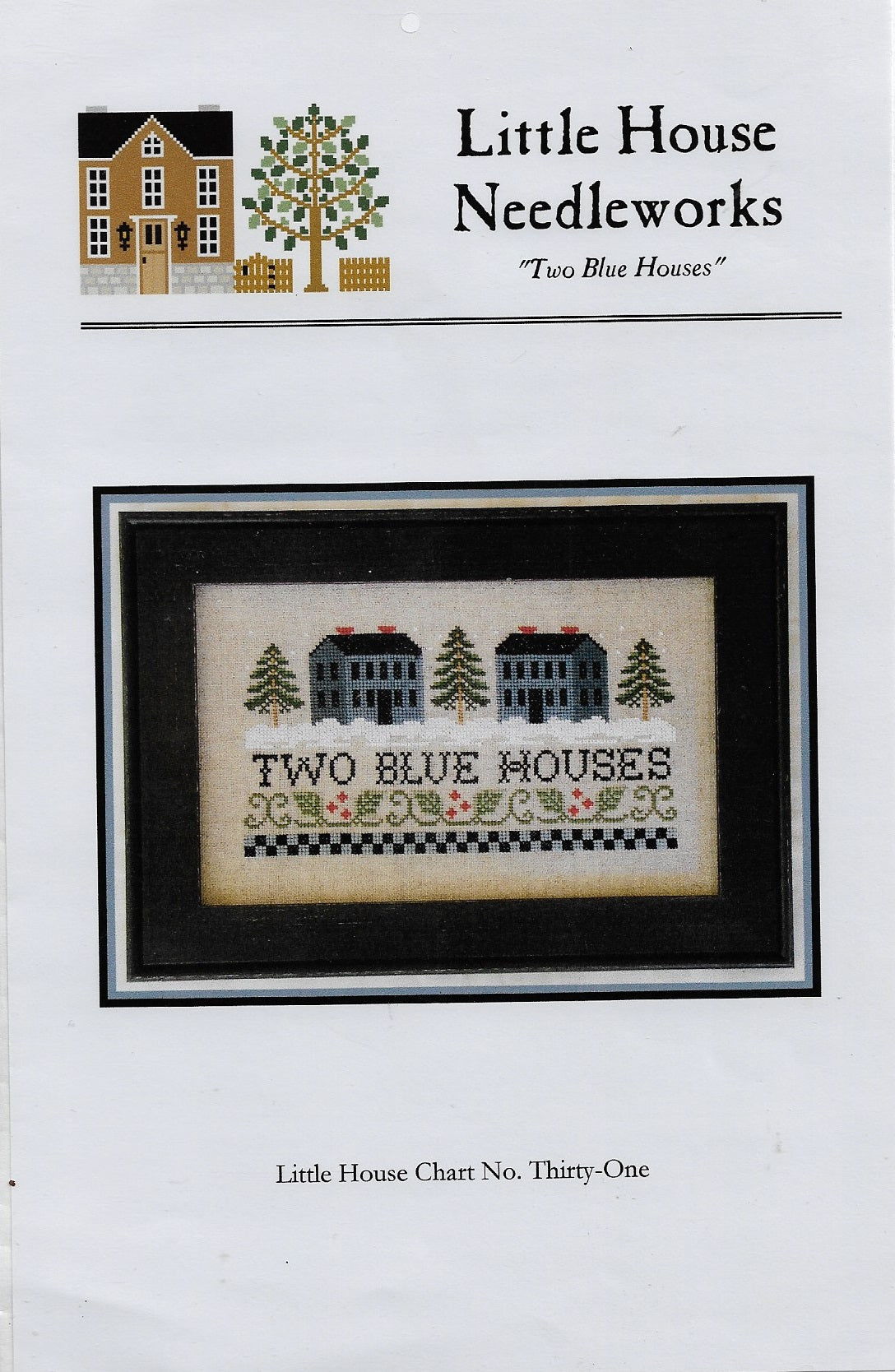 Little House Needlework Two Blue Houses LHN31 cross stitch pattern