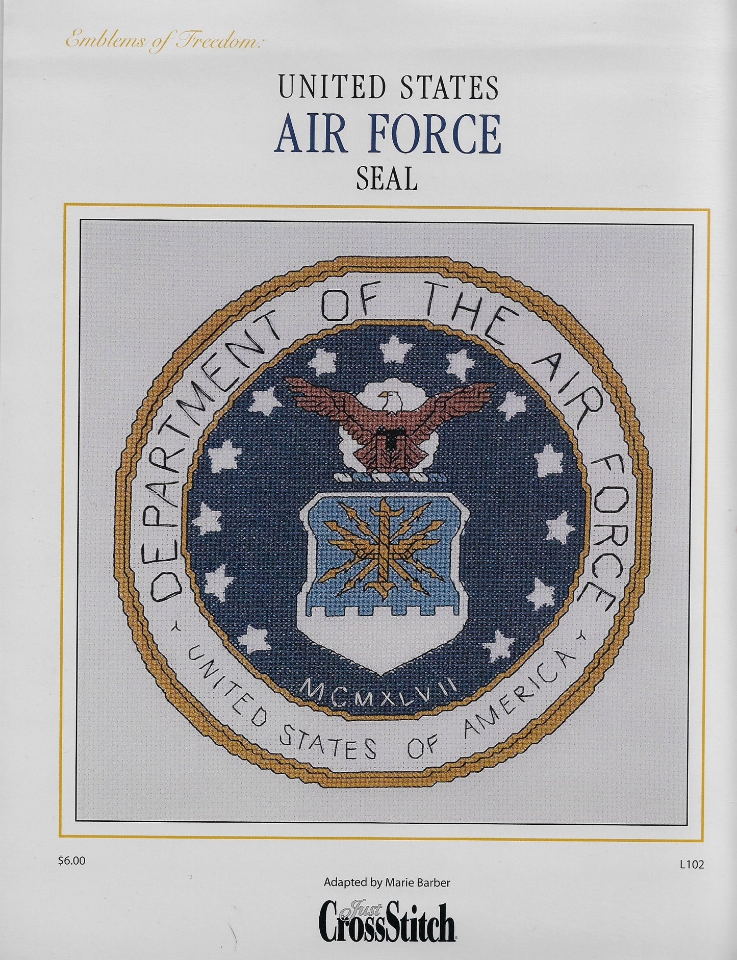 Just CrossStitch US Air Force Seal cross stitch pattern