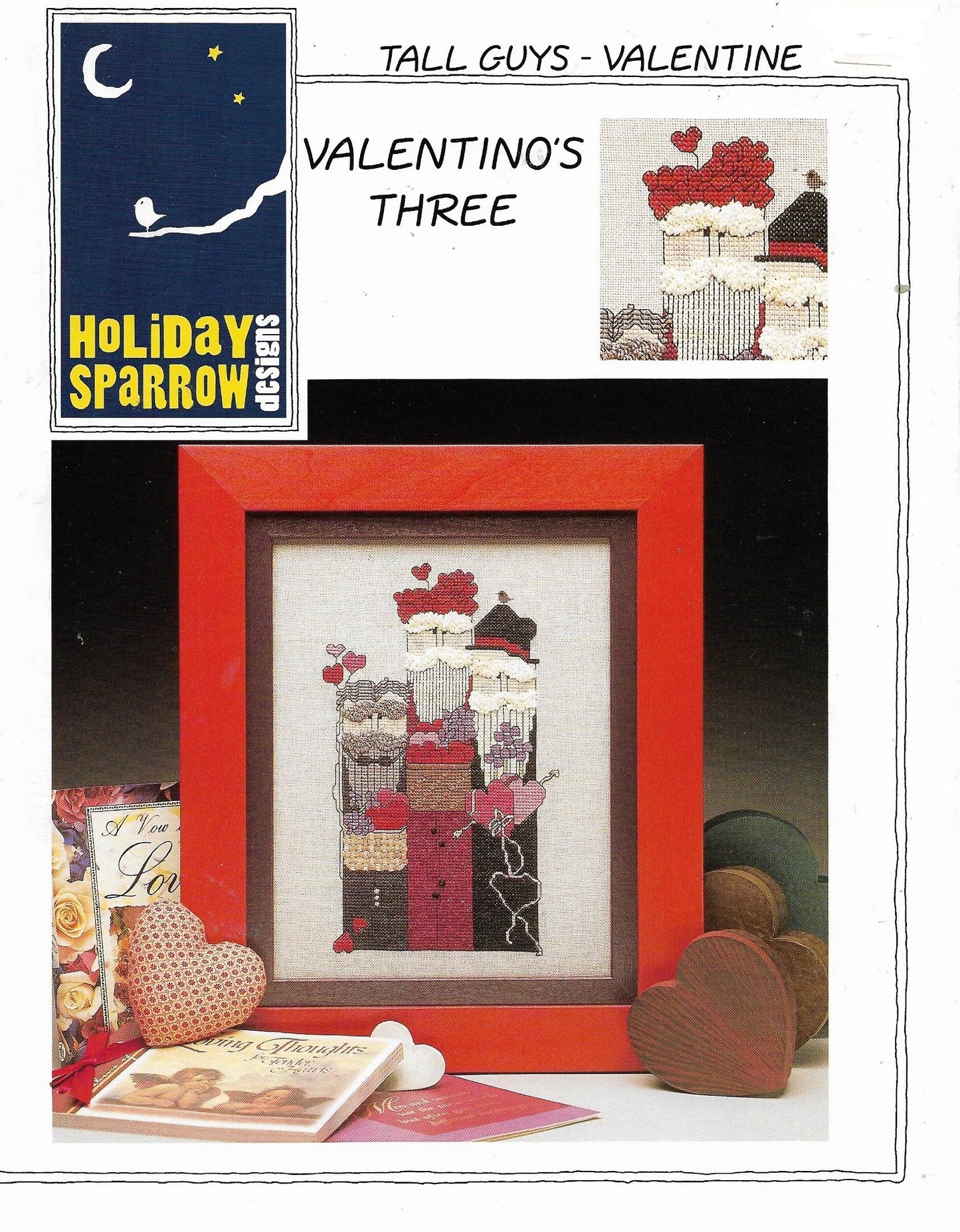 Holiday Sparrow Tall Guys Valentino's Three cross stitch pattern