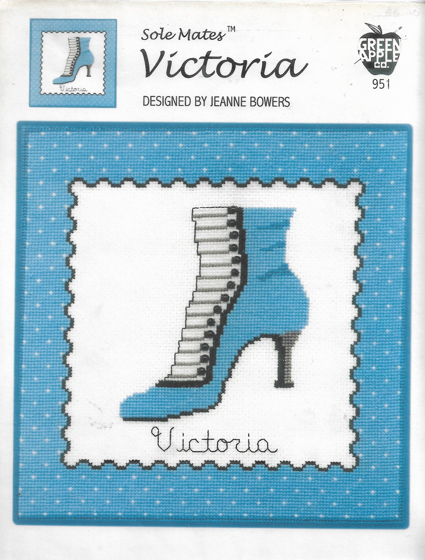 Green Apple Victoria shoes cross stitch pattern