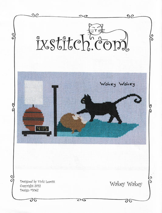 IXStitch Wakey Wakey cat cross stitch pattern