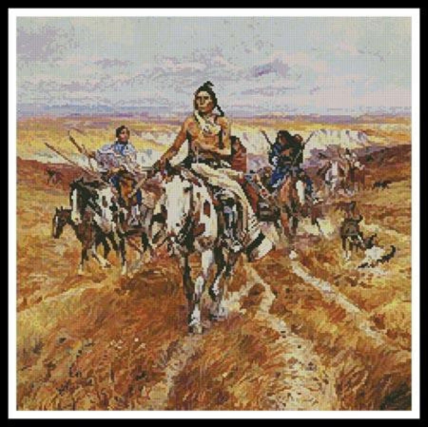 Artesy When the plains were his native american cross stitch pattern