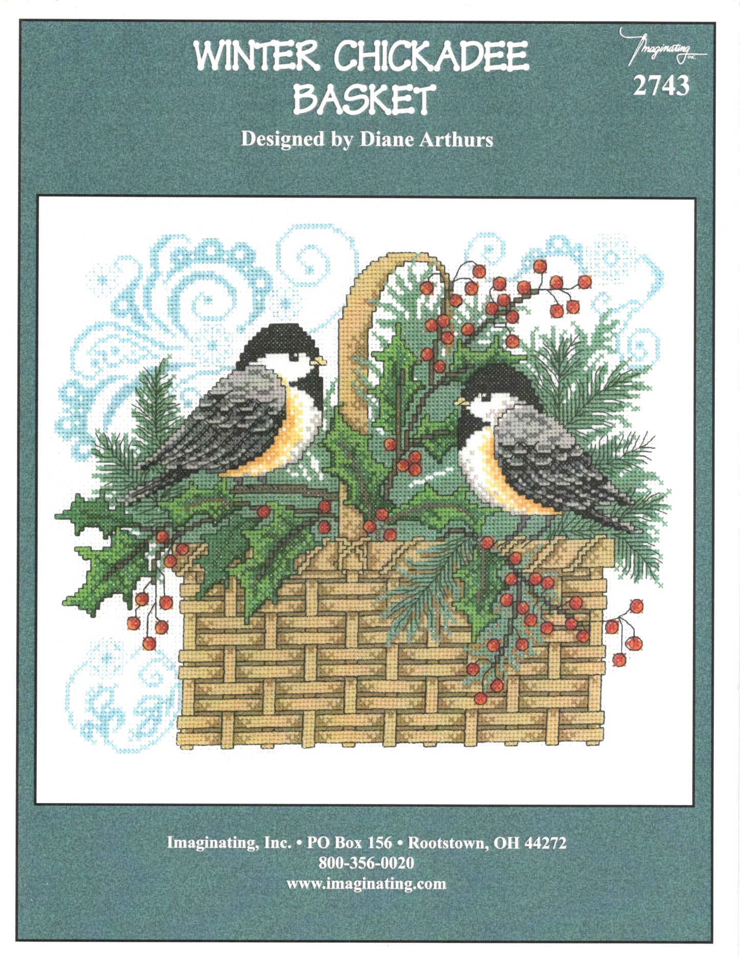 Imaginating Winter Chickadee Basket 2743 cross stitch pattern