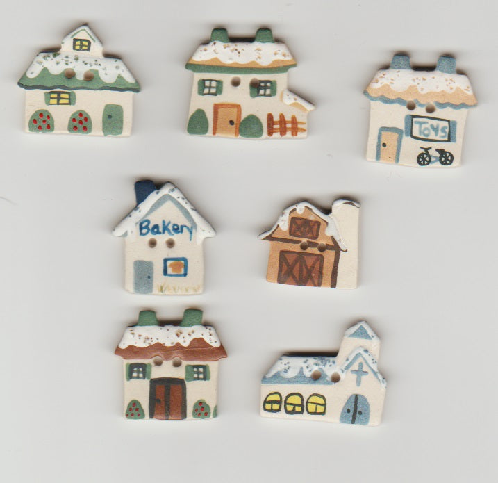 Able Creations Winter Village ceramic button set