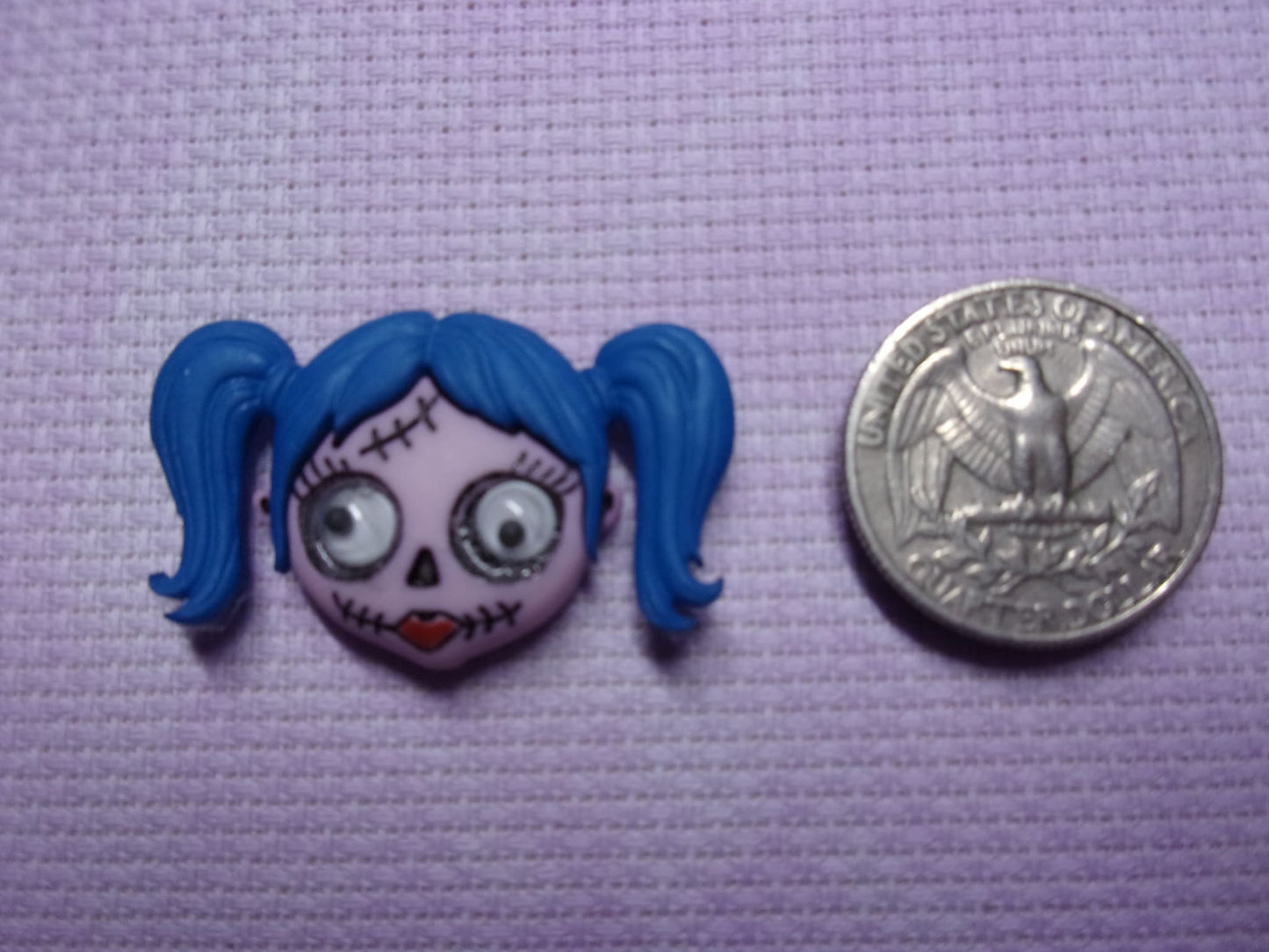 Zombie Head Needle Minders Blue Hair