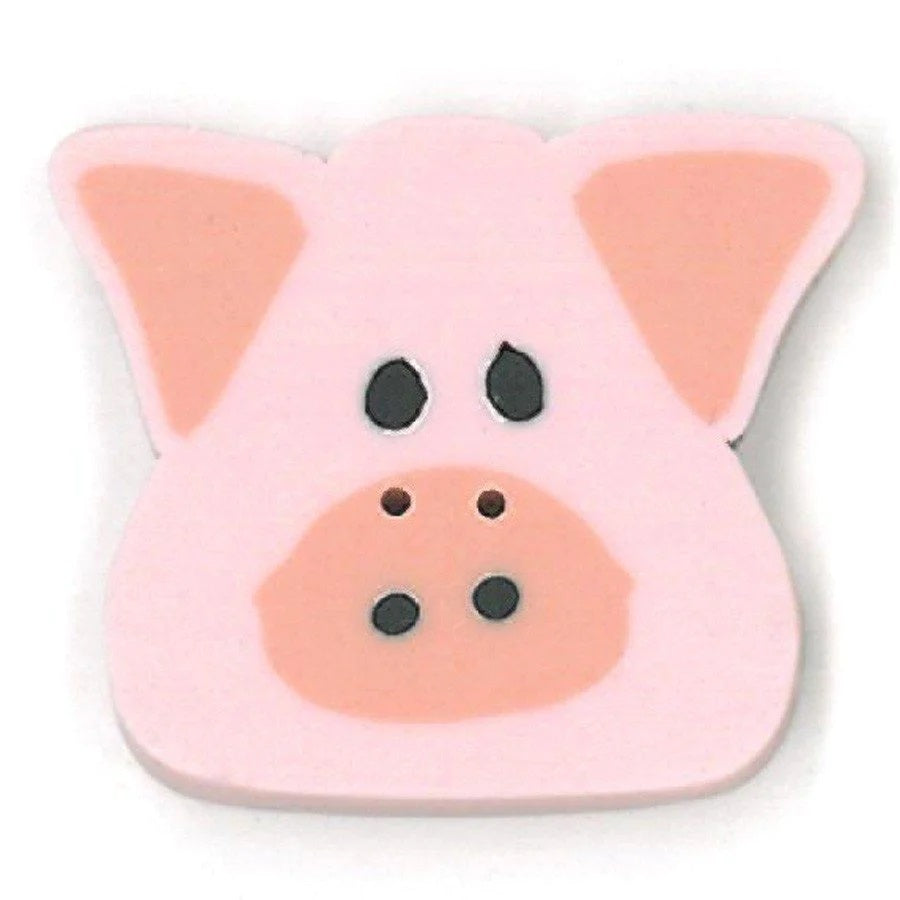 Just Another Button Company Piggy, 1222.L flat clay 2-hole cross stitch button