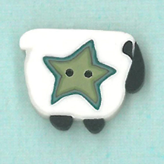 Just Another Button Company Wooly Star Sheep, 1239 clay 2-hole flat cross stitch button