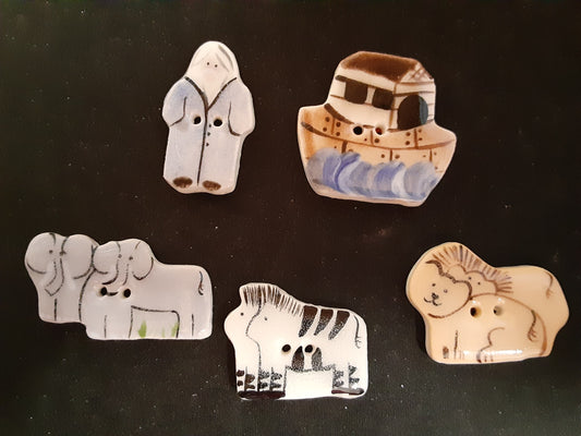 Noah's Ark &amp; Animals ceramic buttons