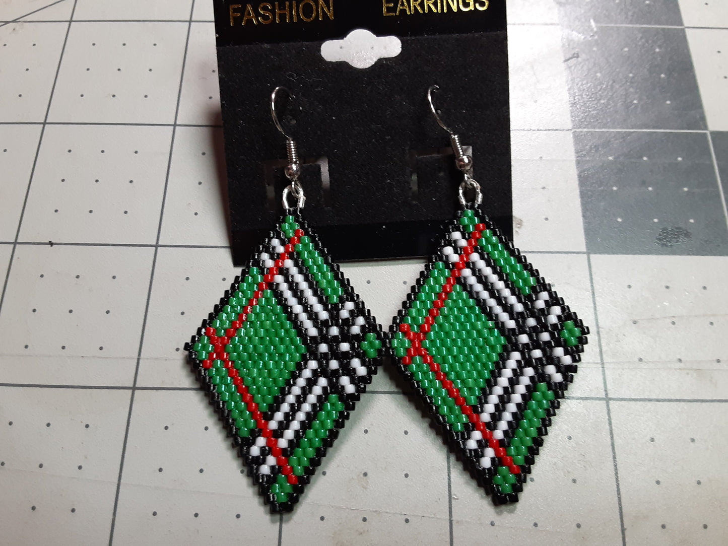 Green Tartan beaded Earrings