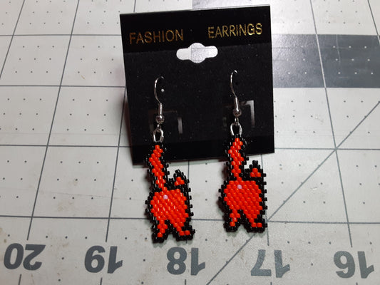 Orange Cat beaded Earrings