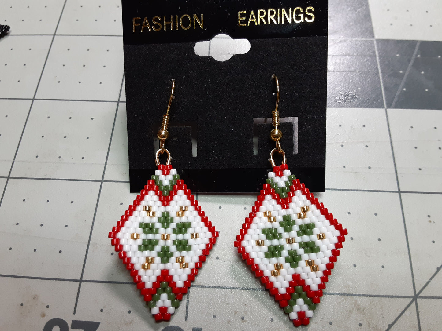 Christmas Holly beaded Earrings