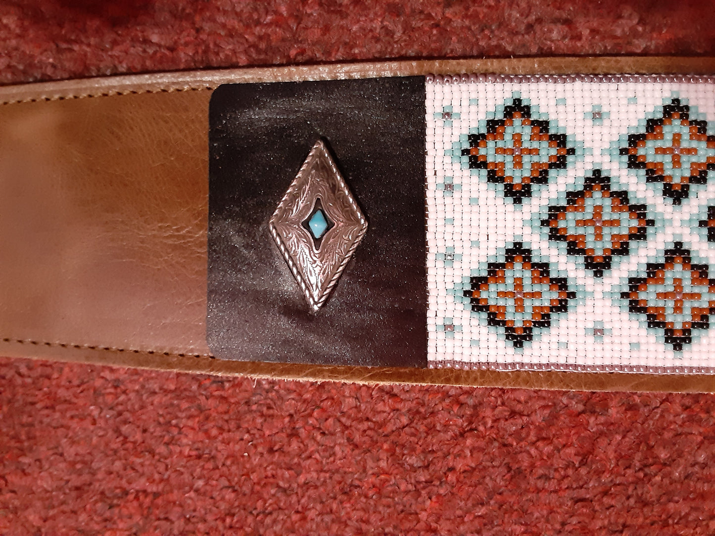Native American 'Turquoise Mountain' Concho Style Guitar Strap