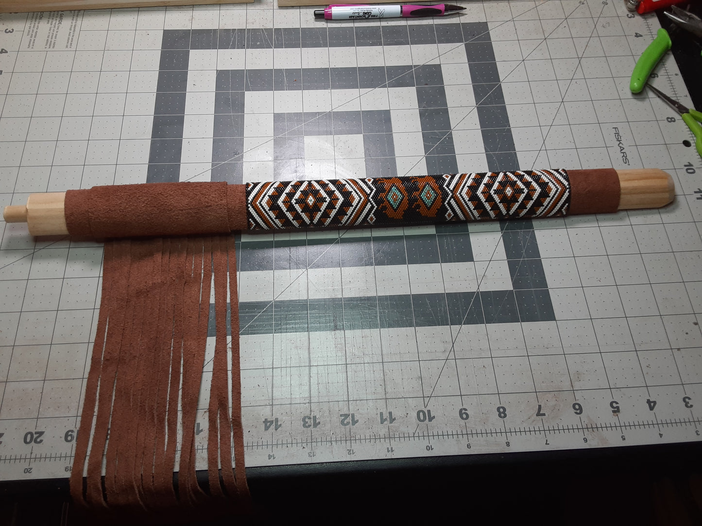 Native American Style beaded 19" Pipe Stem 'Buffalo Trails'