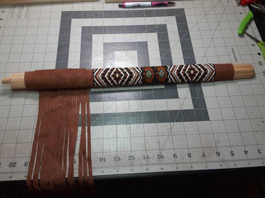 Native American Style beaded 19" Pipe Stem 'Buffalo Trails'