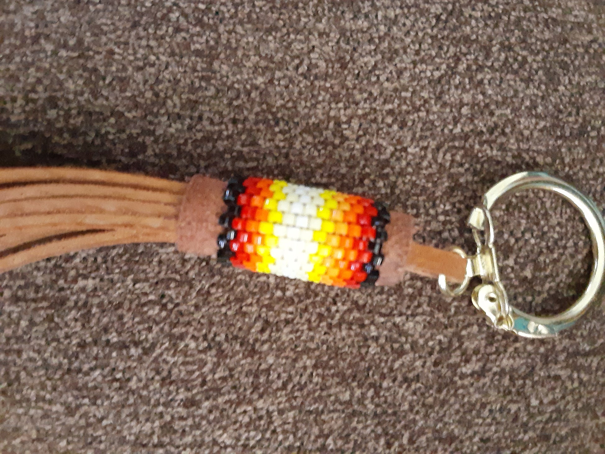 White Scissor hand-beaded fob