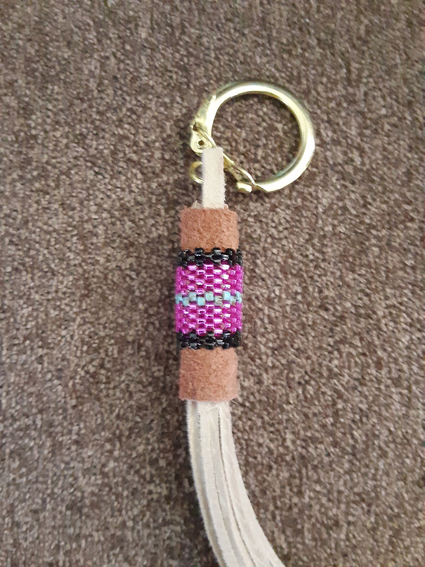 Purple/Turquoise Scissor/Key fob hand-beaded by AustinThreadCrafts