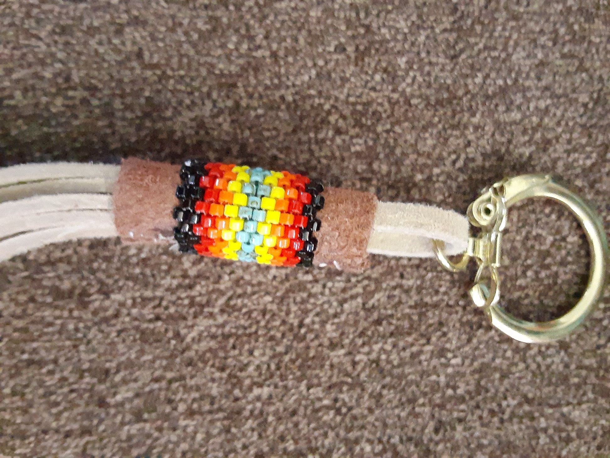 Turquoise Scissor hand-beaded fob