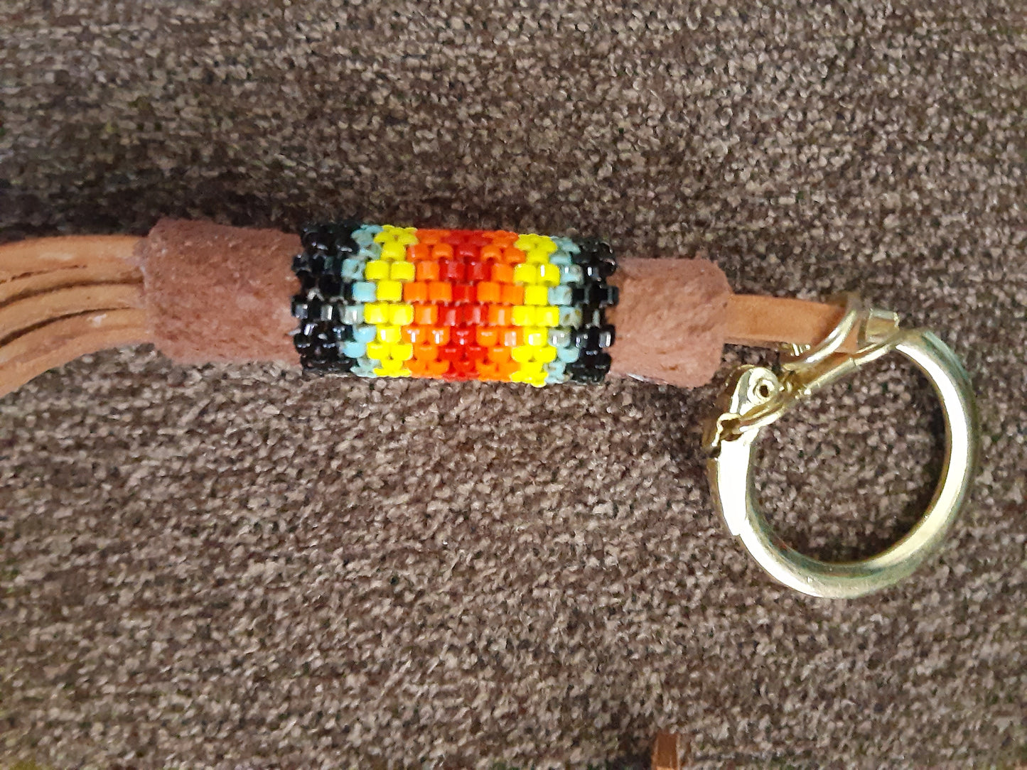 Red Scissor hand-beaded fob