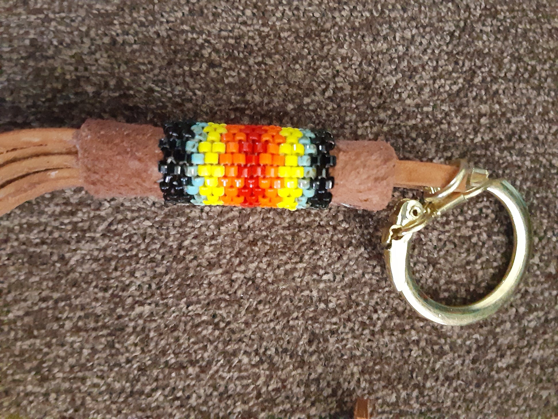Red Scissor hand-beaded fob