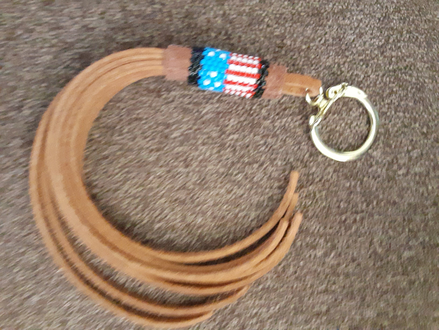 Flag Scissor hand-beaded fob