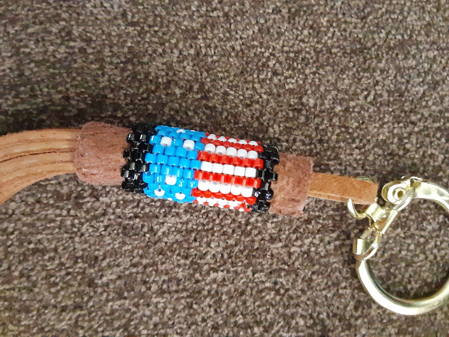 Flag Scissor/Key fob hand-beaded by AustinThreadCrafts
