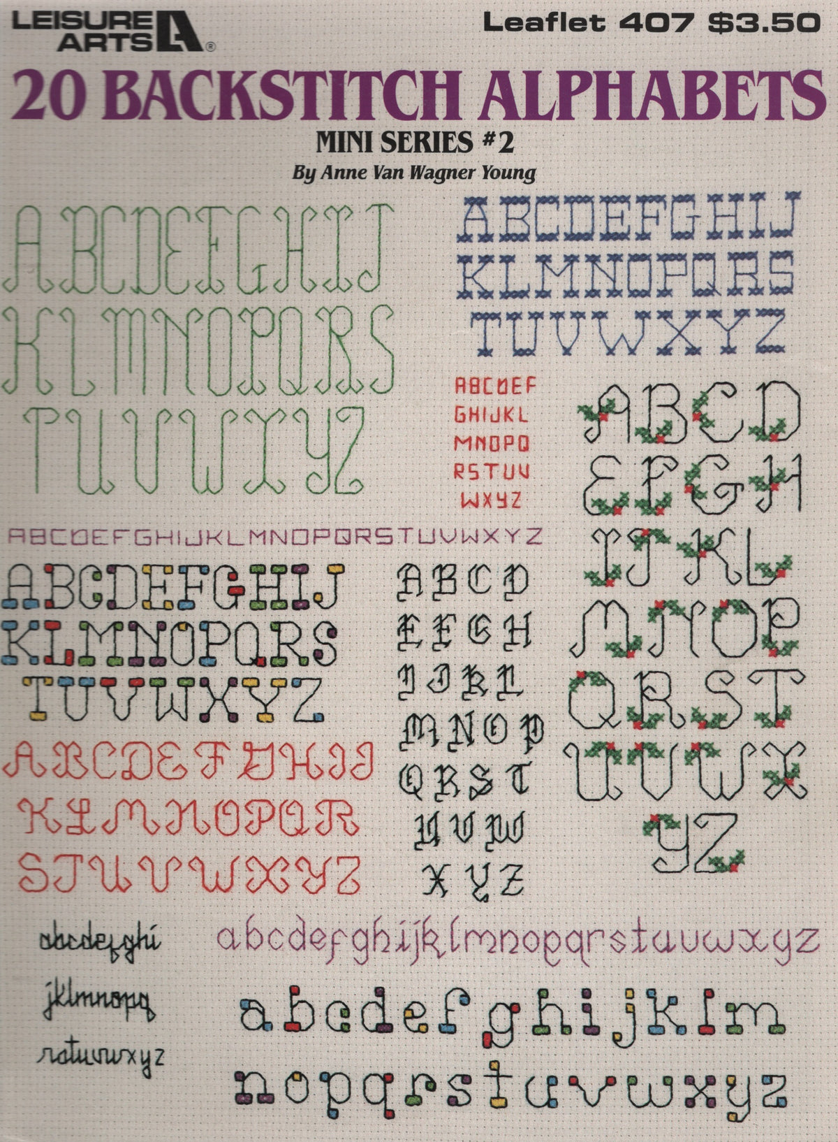 Leisure Arts 20 Backstitch Alphabets 407 cross stitch pattern