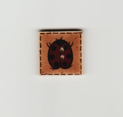 Mill Hill Ladybug on Square 43041 ceramic button