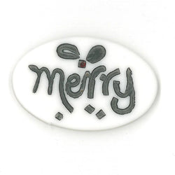 Just Another Button Compnay Merry Tag, 4703 2-hole flat clay cross stitch button