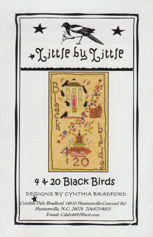 Little By Little 4 & 20 Black Birds cross stitch pattern