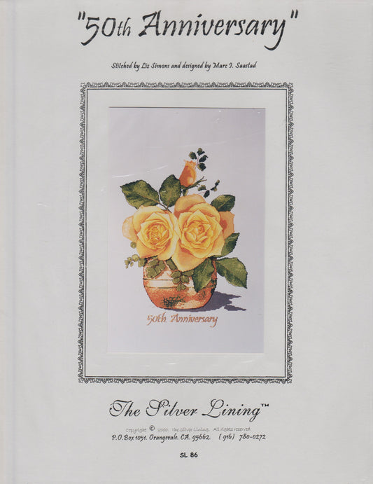 Silver Lining 50th Anniversary SL86 yellow rose cross stitch pattern