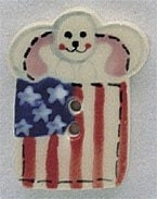 Mill Hill Bunny With Flag 86126 ceramic cross stitch button