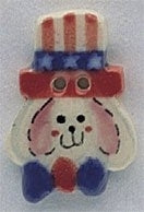 Mill Hill Uncle Sam Bunny 86127 ceramic patriotic button