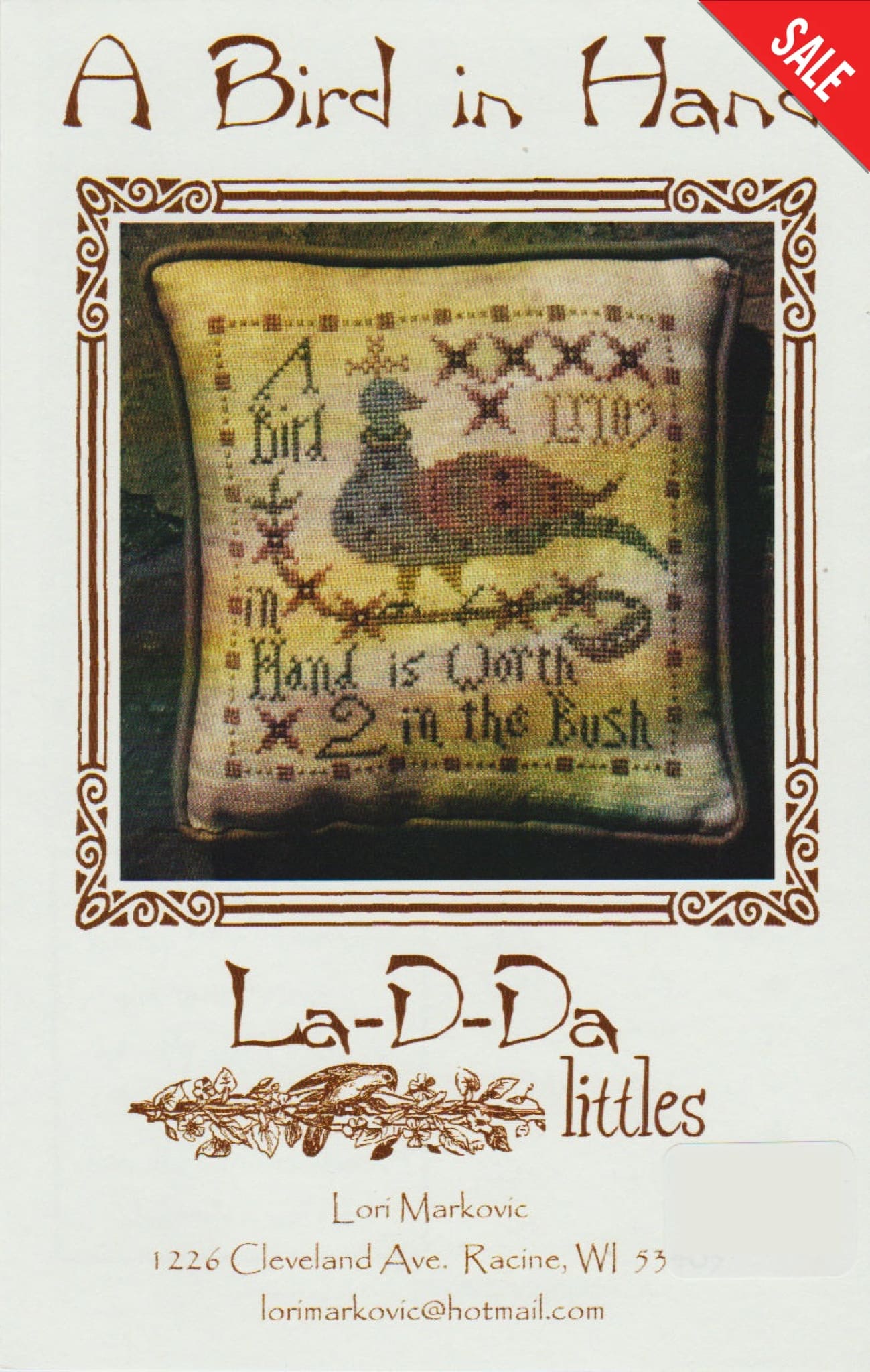 La-D-Da A Bird In Hand cross stitch pattern