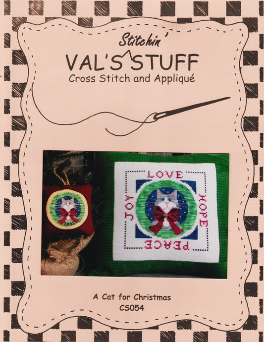 Val's Stuff A Cat for Christmas CS054 cross stitch pattern