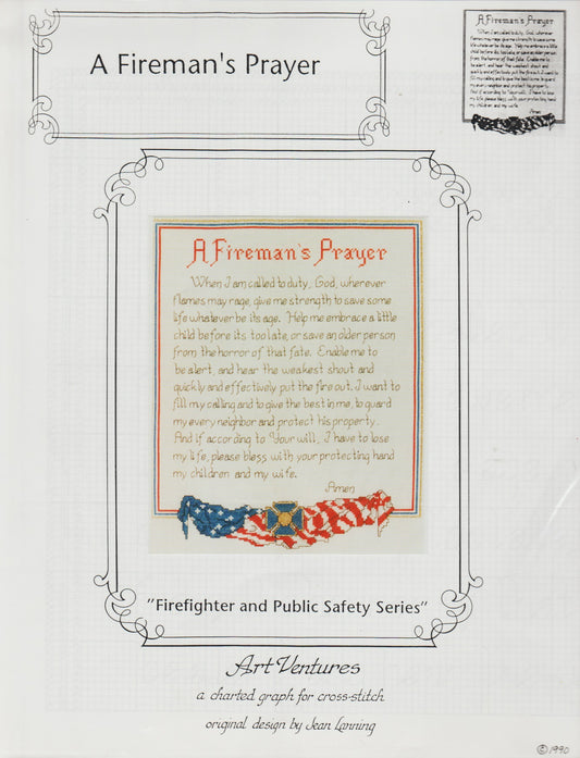 Art Ventures A Fireman's Prayer cross stitch pattern