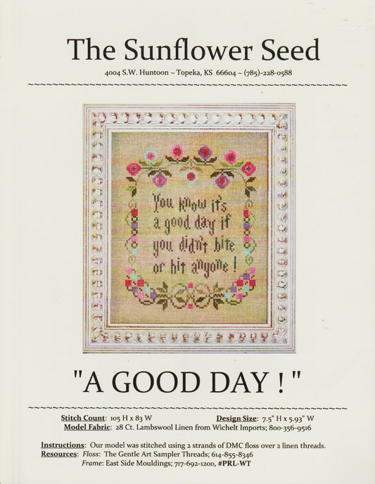 The Sunflower Seed A Good Day cross stitch pattern