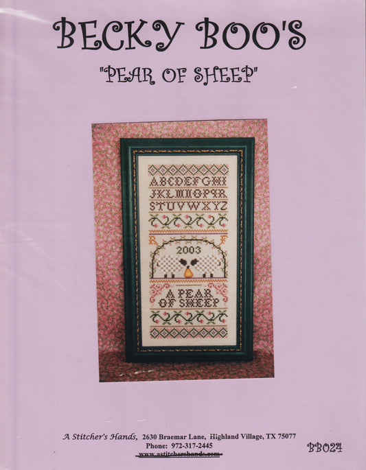A Stitcher's Hands A Pear of Sheep Becky Boo's BB024 cross stitch pattern