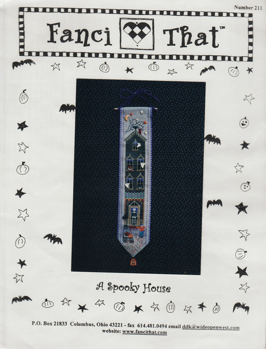 Fanci That A Spooky House 211  halloween banner cross stitch pattern