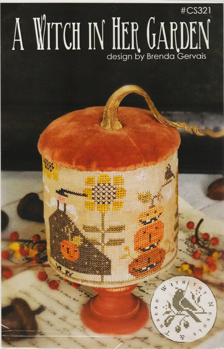 With Thy Needle & Thread A Witch In Her Garden halloween cross stitch pattern