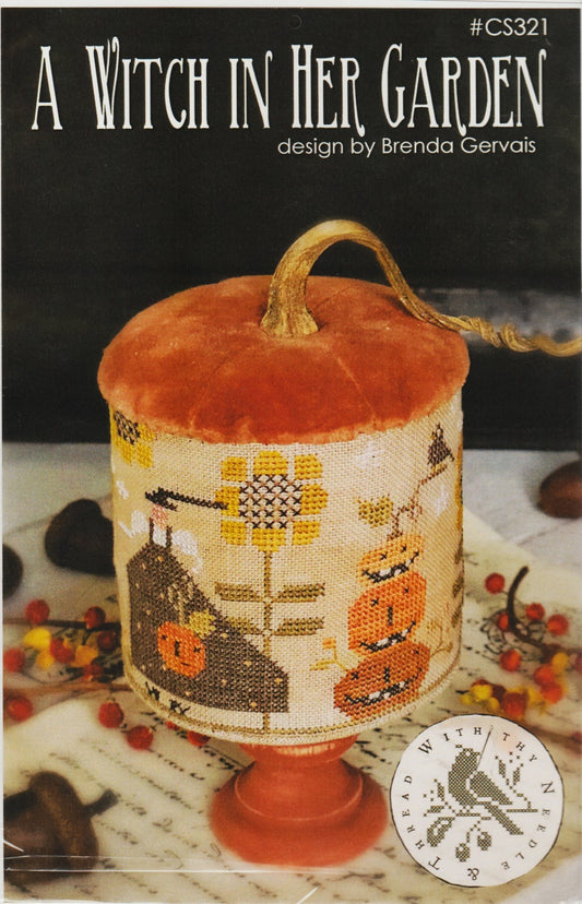 With Thy Needle & Thread A Witch In Her Garden halloween cross stitch pattern