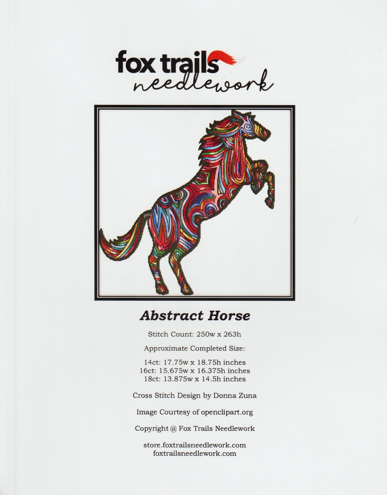 Fox Trails Abstract Horse cross stitch pattern