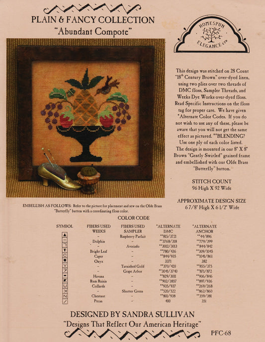 Homespun Elegance Abundant Compote PFC-68 cross stitch pattern