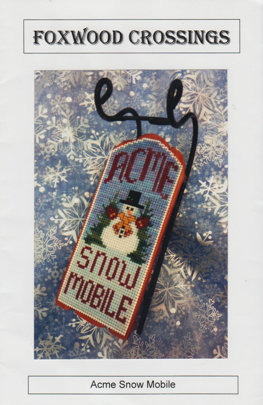 Foxwood Crossings Acme Snow Mobile christmas sled ornament cross stitch pattern