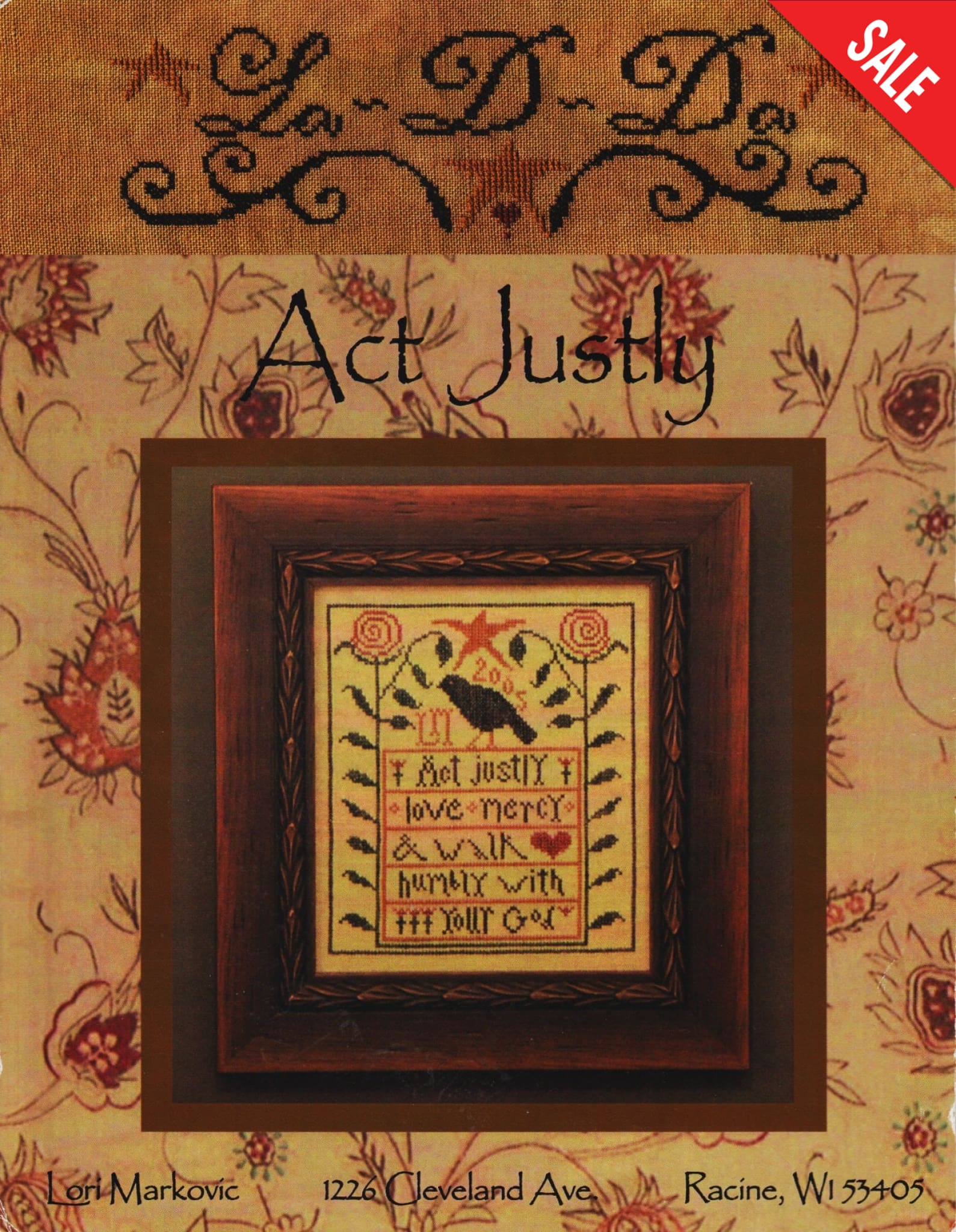 La-D-Da Act Justly cross stitch pattern