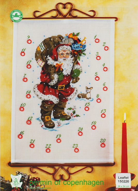 Permin of Copenhagen Advent Santa with Gifts 150226 Christmas cross stitch pattern
