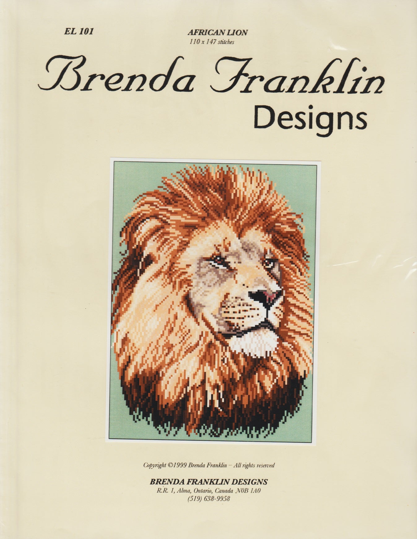 Brenda Franklin African Lion EL101 cross stitch pattern