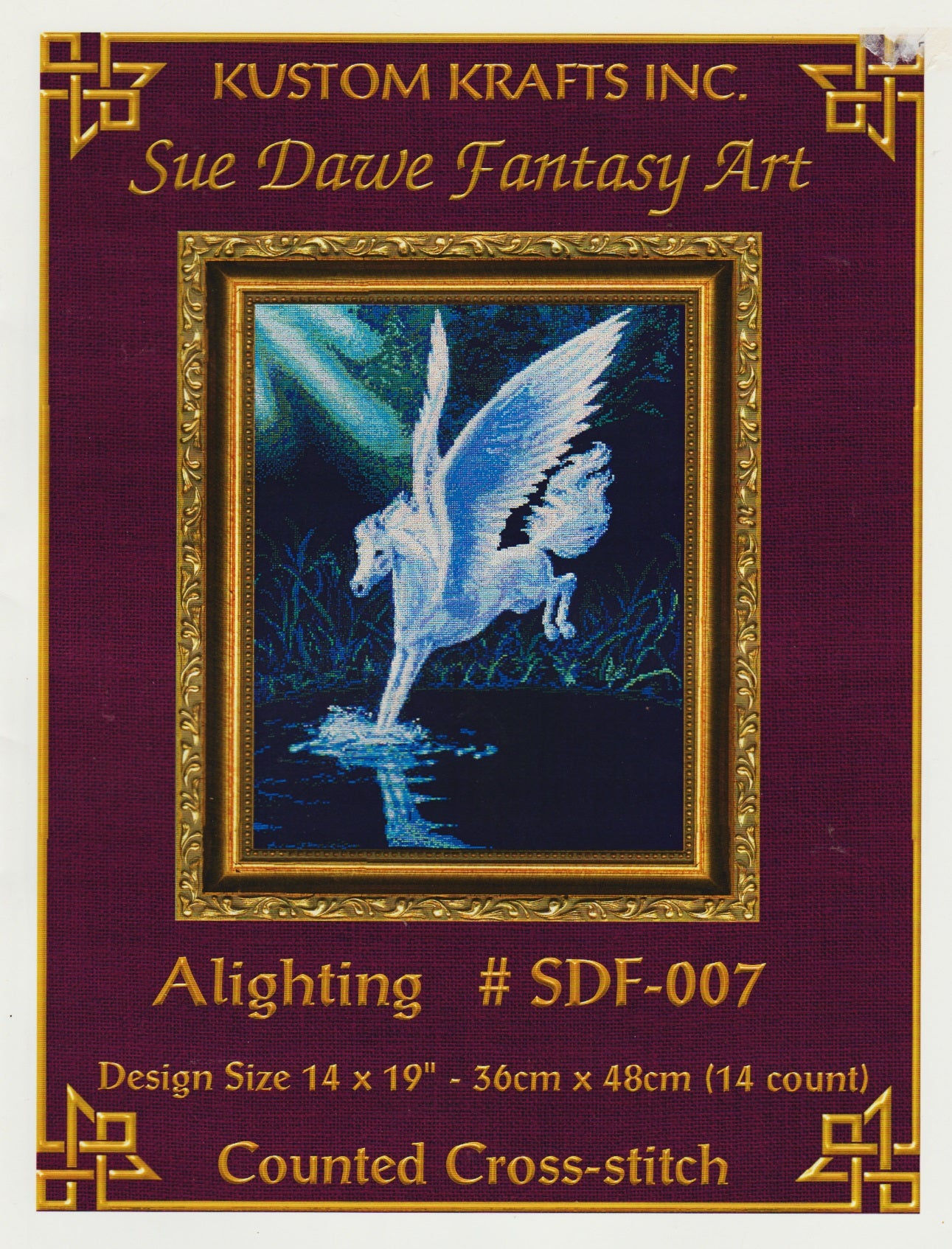 Kustom Krafts Alighting SDF-007 pegasus cross stitch pattern