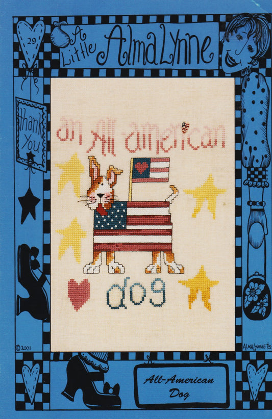 Alma Lynne Designs All American Dog patriotic cross stitch pattern