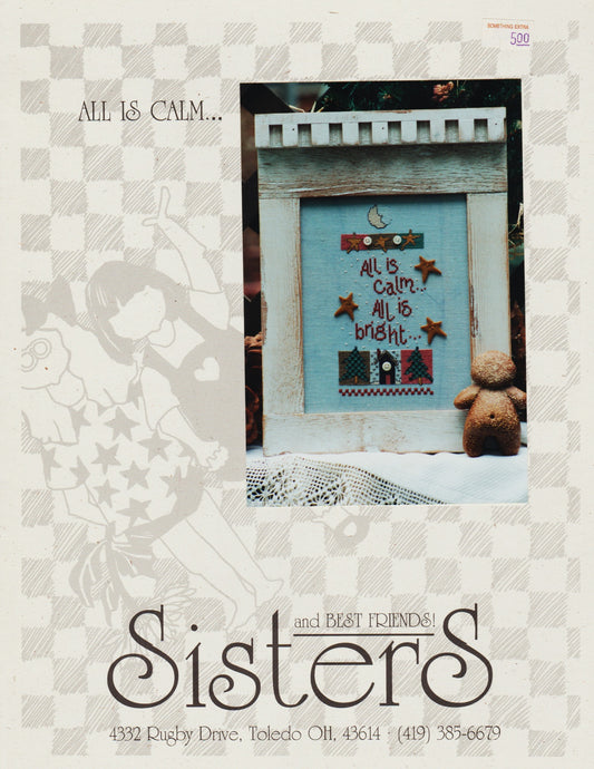 Sisters and Best Friends All Is Calm christmas snowman cross stitch pattern