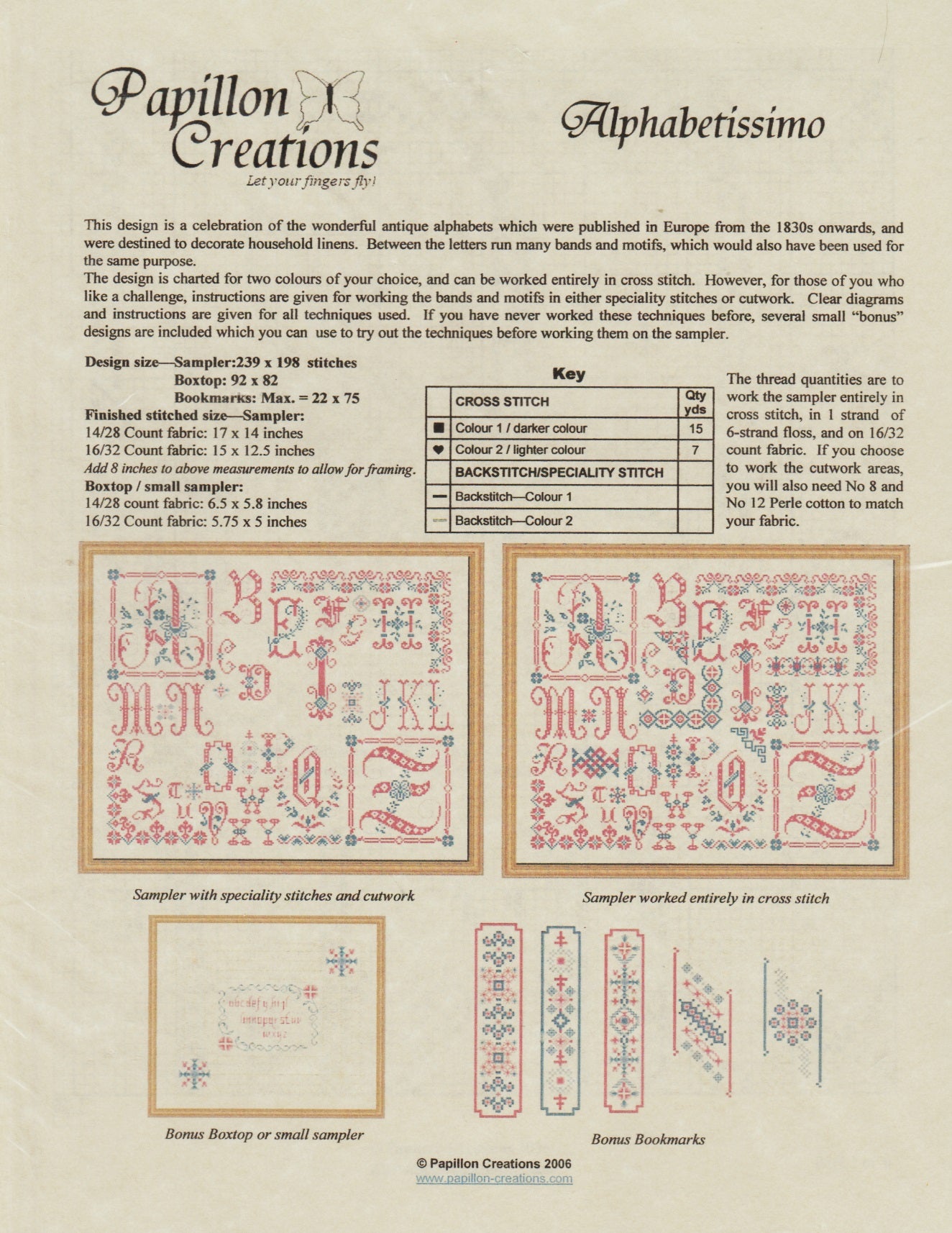 Papillon Alphabetissimo cross stitch pattern